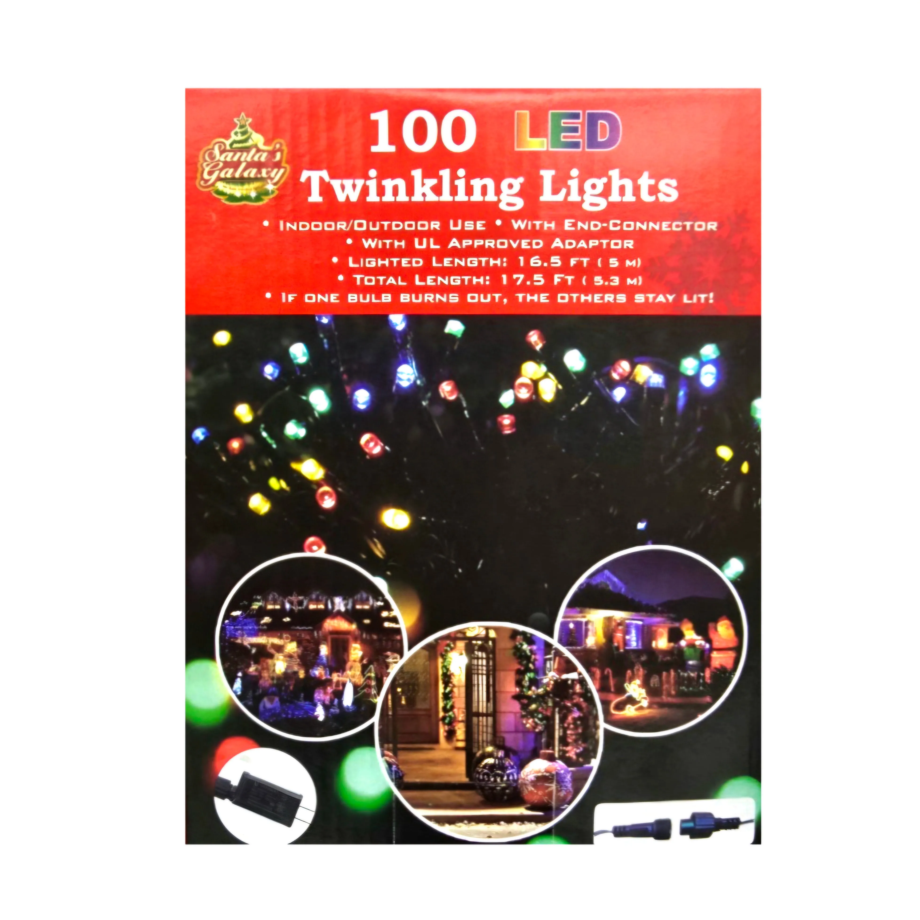 100 LED Twinkling Lights Multicolor