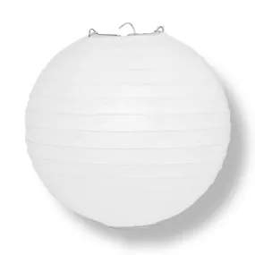 10" White Round Paper Lantern, Even Ribbing, Chinese Hanging Wedding & Party Decoration