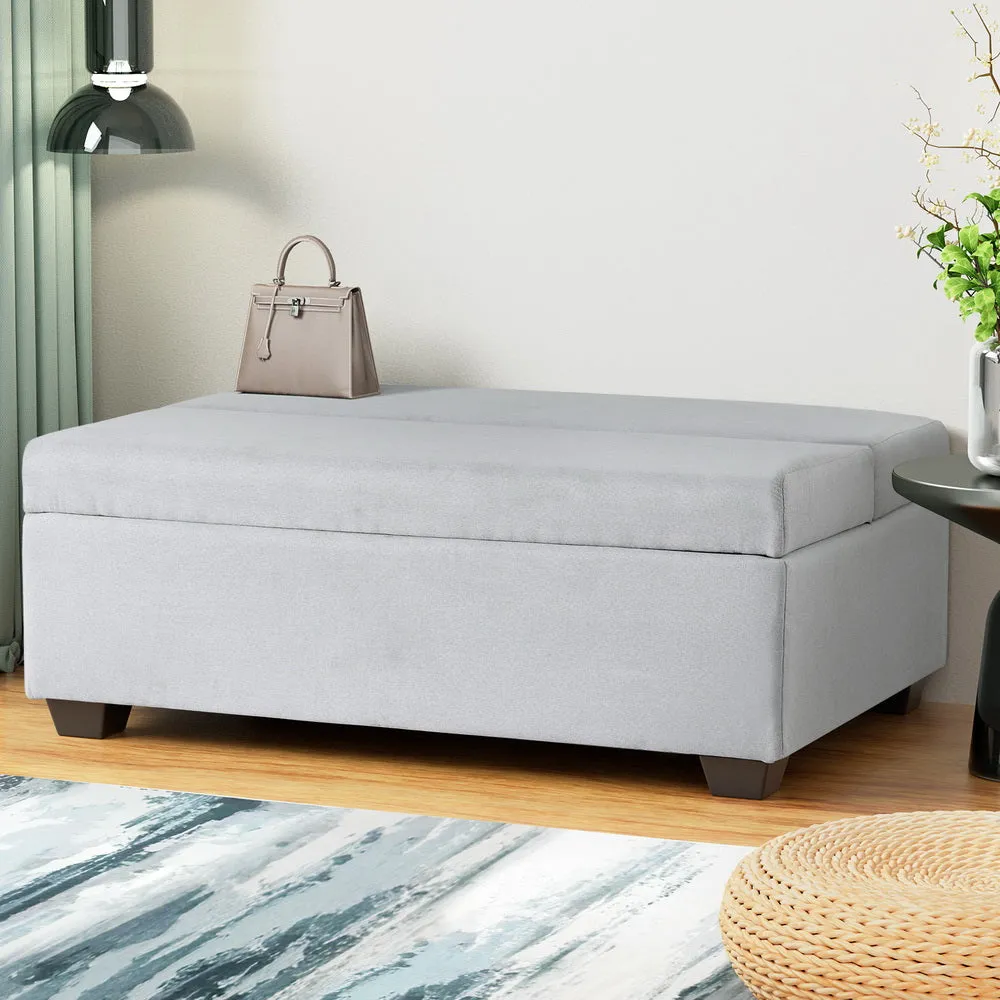 112cm Ottoman Storage Sofa Bed Foldable - Grey