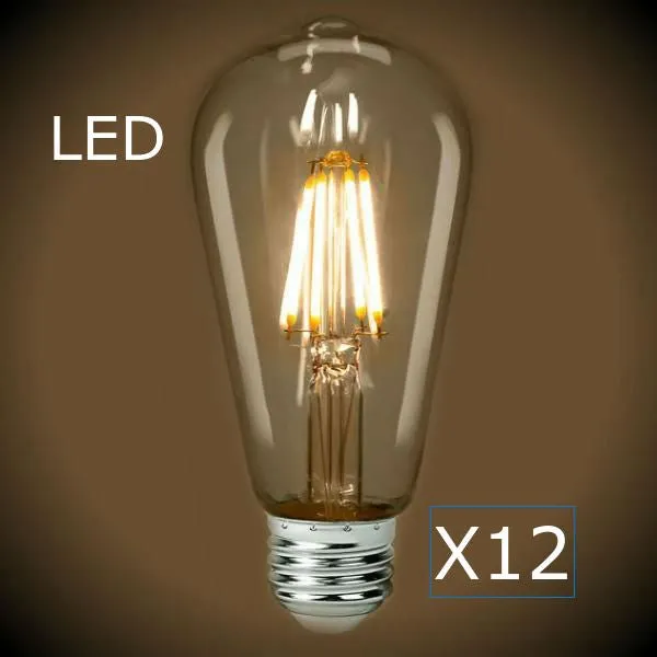 12 Bulb Pack -LED Filament Edison Light Bulb - ST19 Vintage - 4 Watt - 2700K