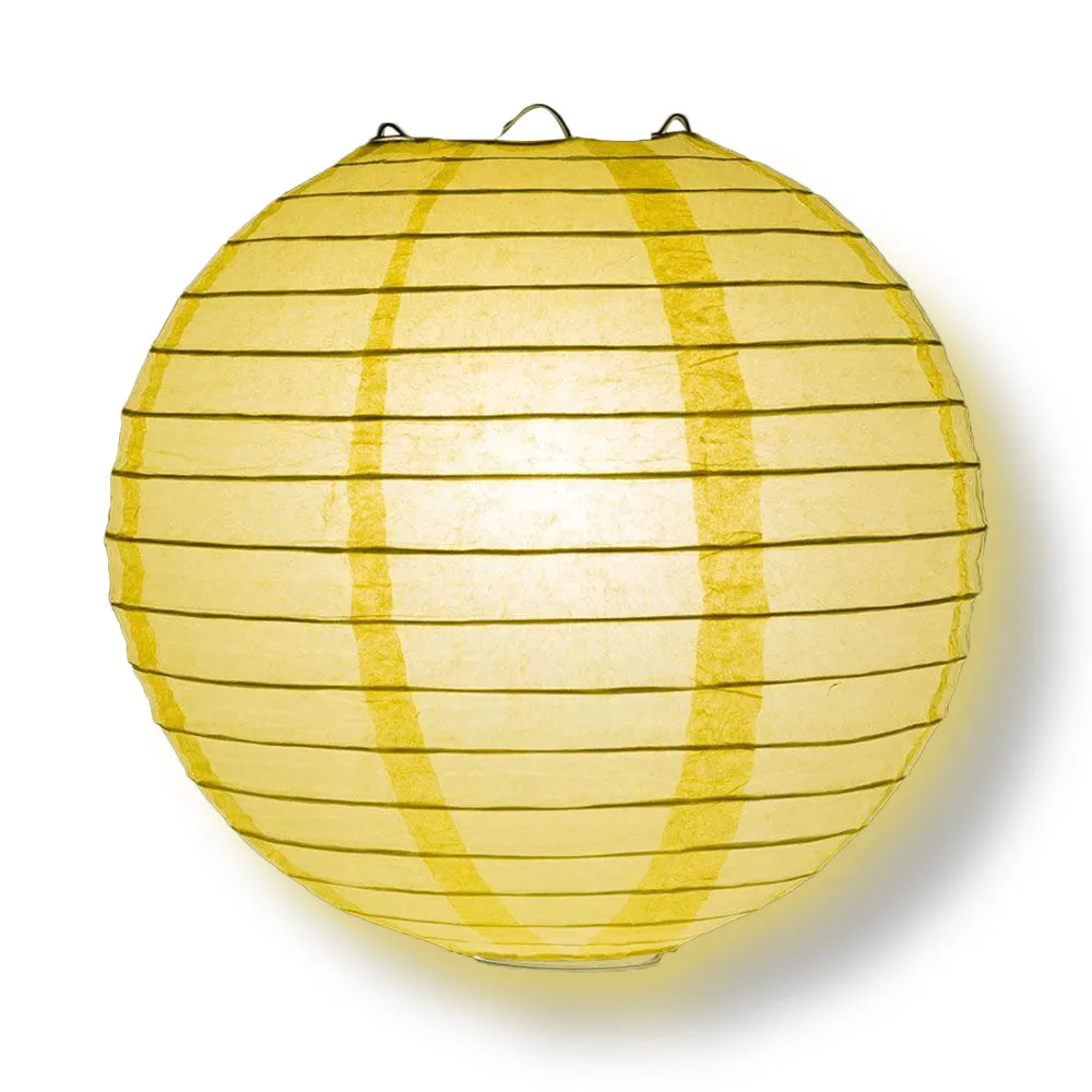 12-PC Lemon Yellow Chiffon Paper Lantern Chinese Hanging Wedding & Party Assorted Decoration Set, 12/10/8-Inch