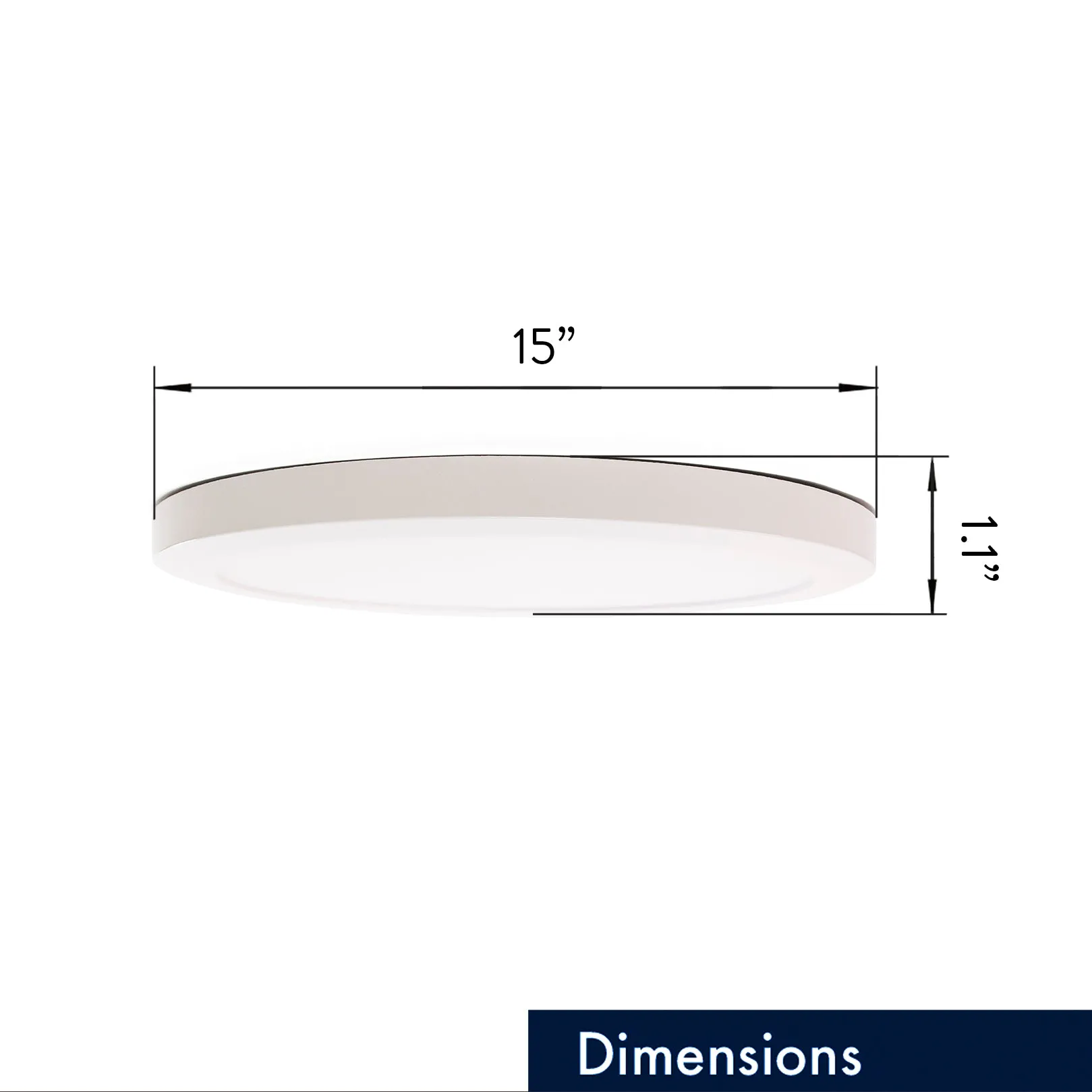 15 Inch Integrated LED Low Profile Flush Mount Ceiling Light, Dimmable, 1650 Lumen, 3K/4K/5K Switch, 90  CRI, White