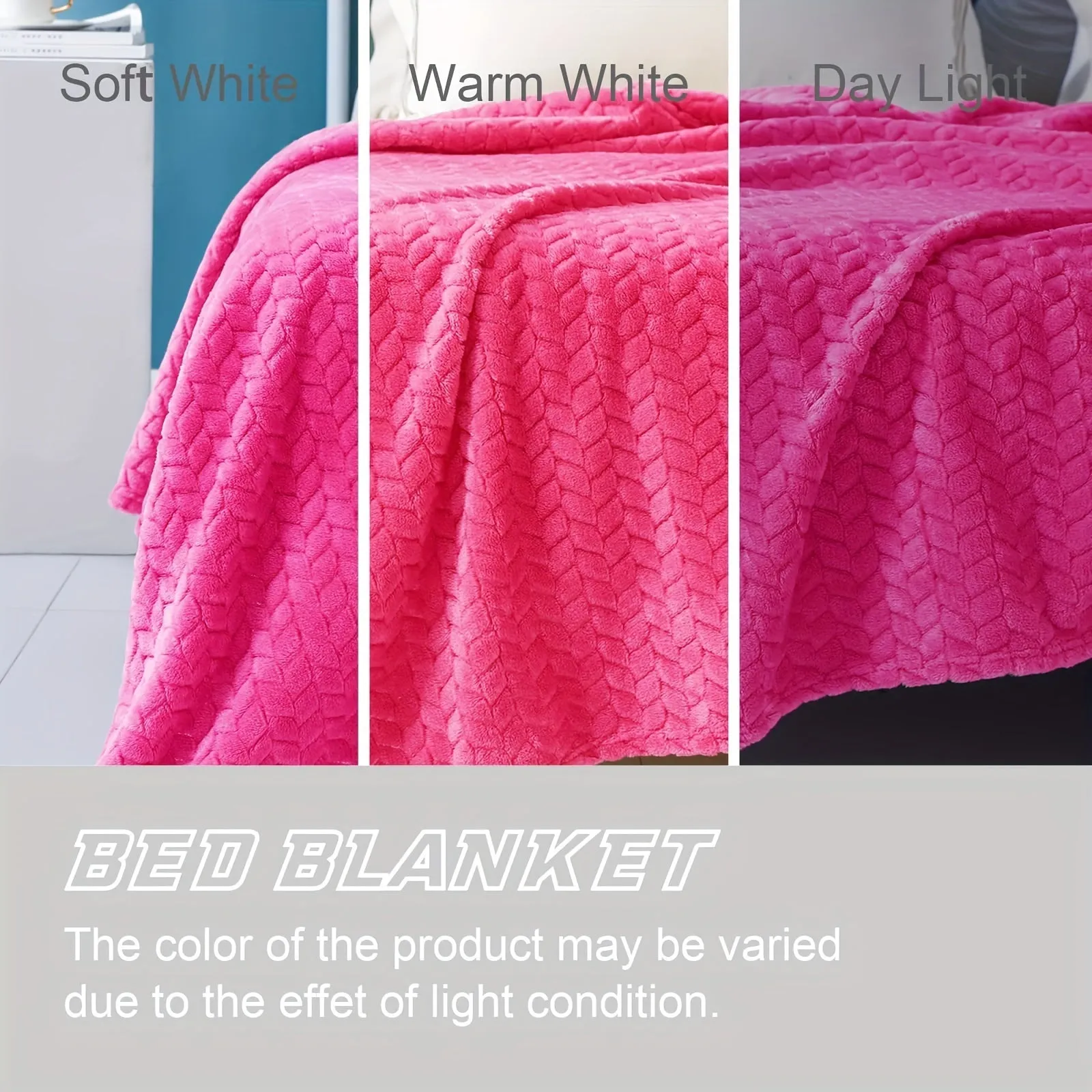 1pc Jacquard Hot Pink Throw Blanket, Fleece Blanket, Soft Fuzzy Plush Blanket, Luxury Flannel Nap Blanket, Super Cozy And Comfy For All Seasons