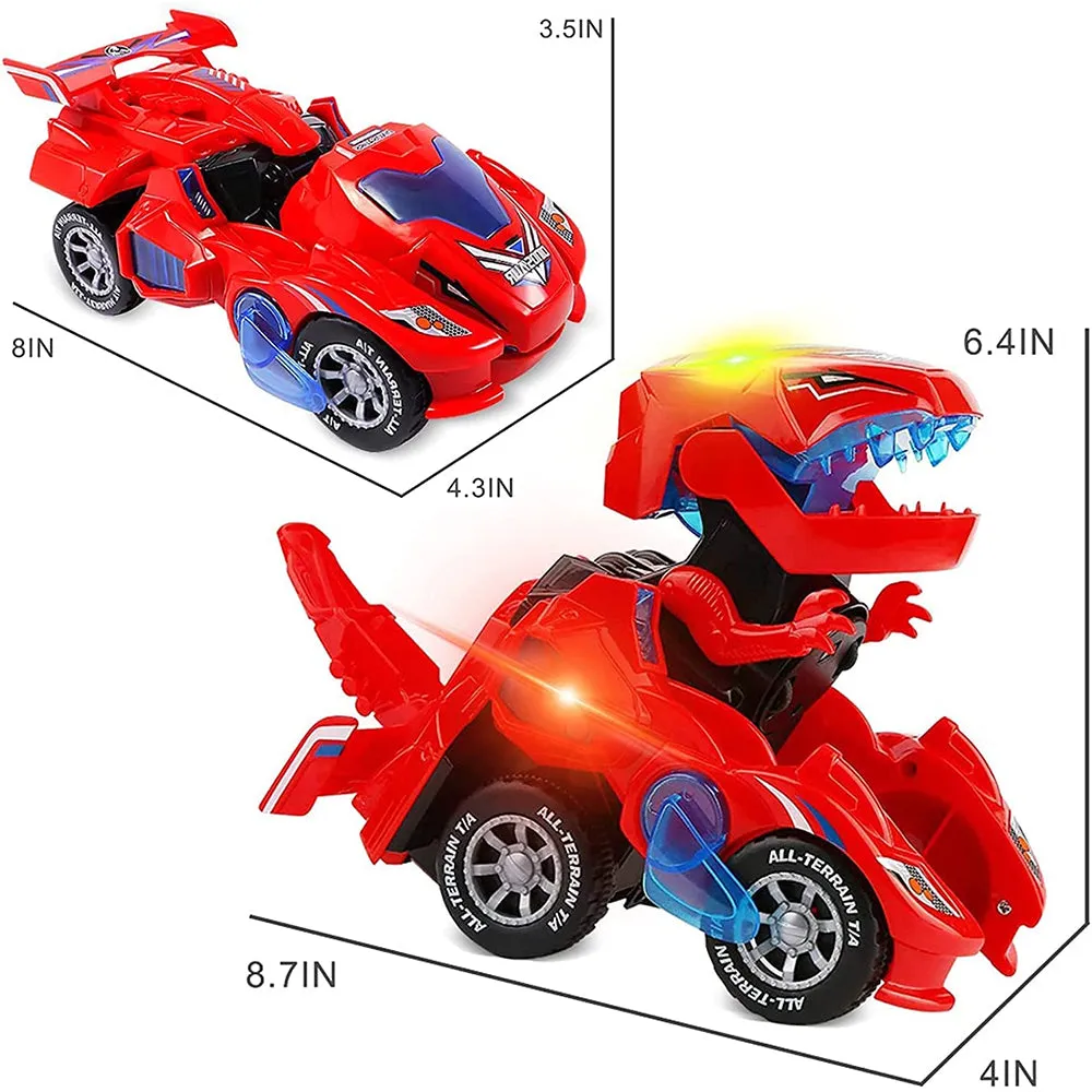 2 IN 1 Automatic Transforming Dinosaur Toy Car with LED Light and Music- Battery Operated