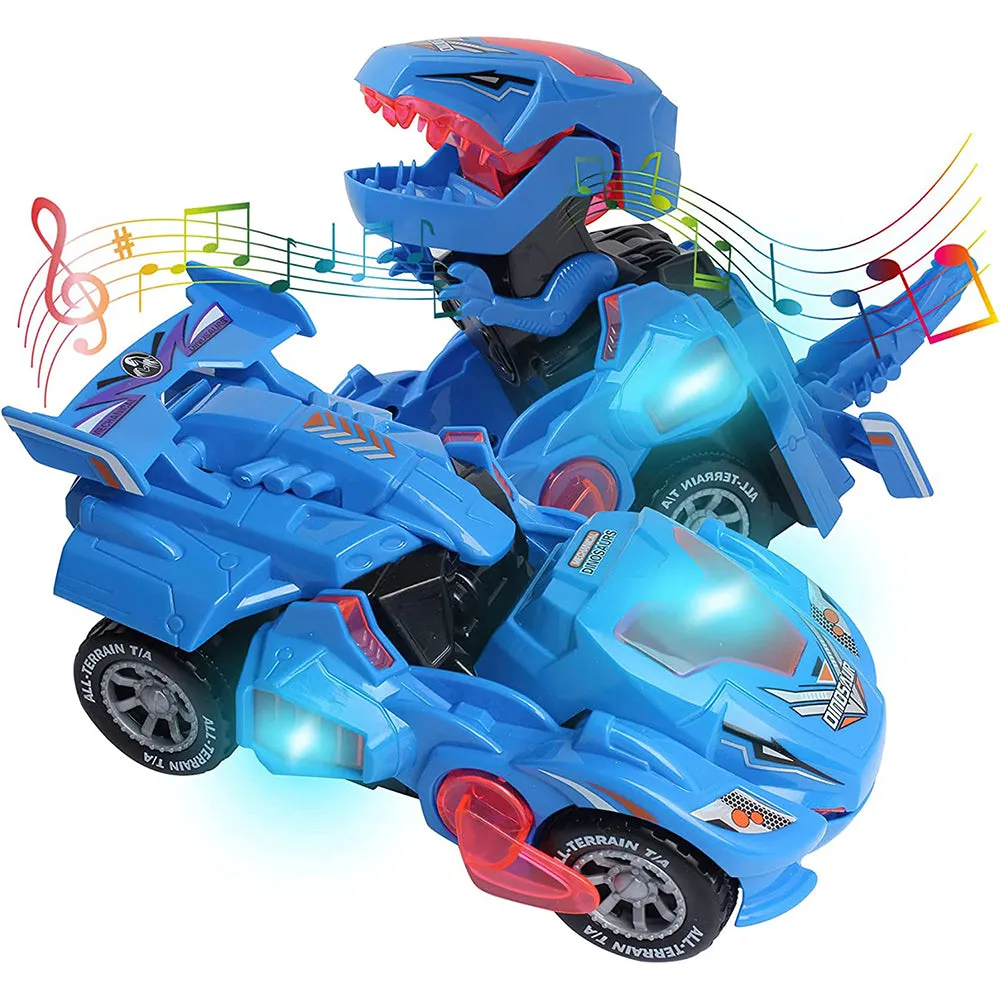 2 IN 1 Automatic Transforming Dinosaur Toy Car with LED Light and Music- Battery Operated