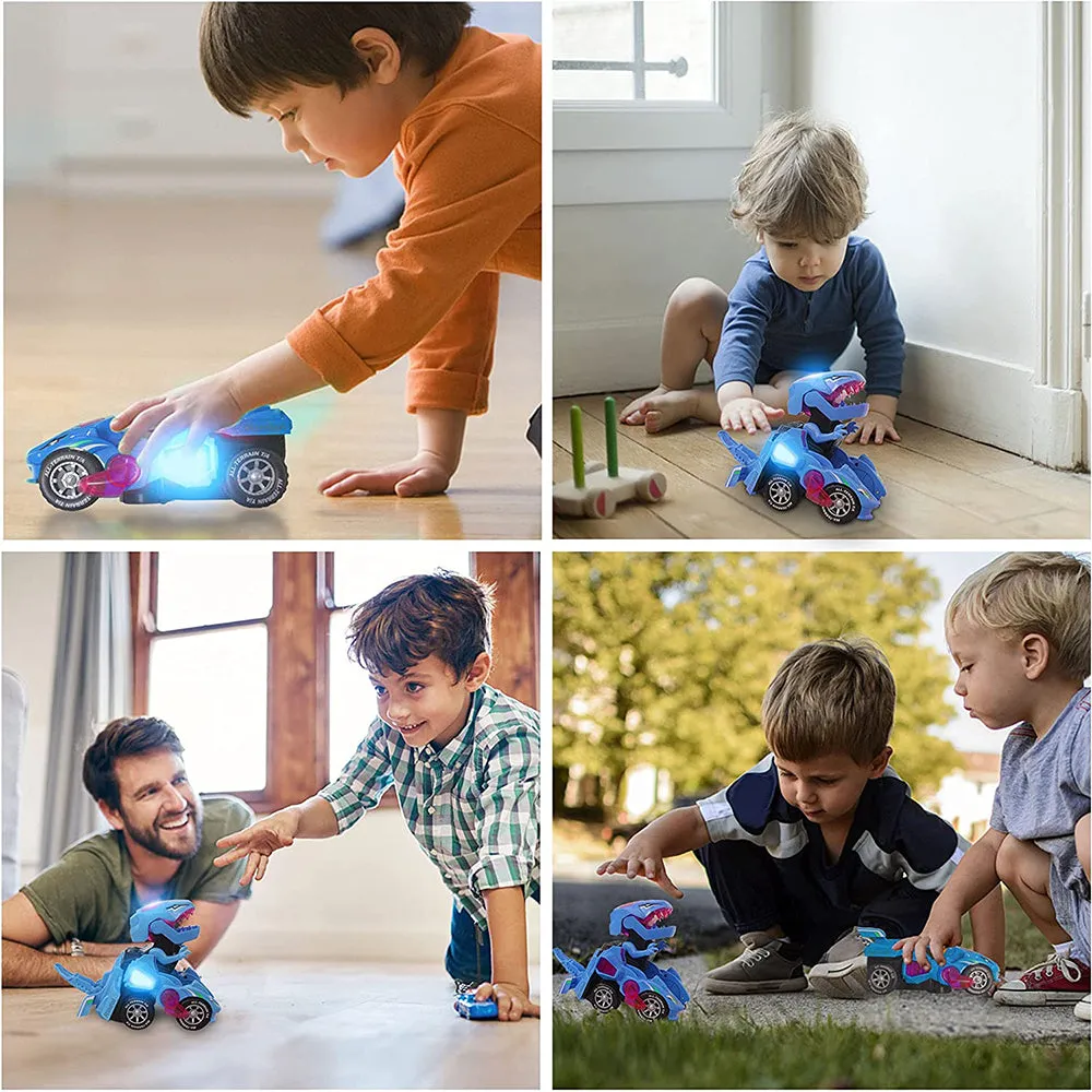 2 IN 1 Automatic Transforming Dinosaur Toy Car with LED Light and Music- Battery Operated