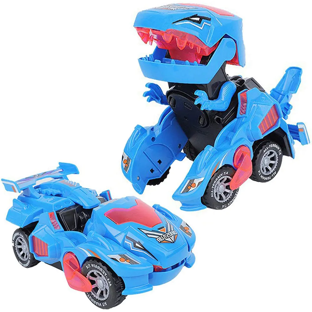 2 IN 1 Automatic Transforming Dinosaur Toy Car with LED Light and Music- Battery Operated