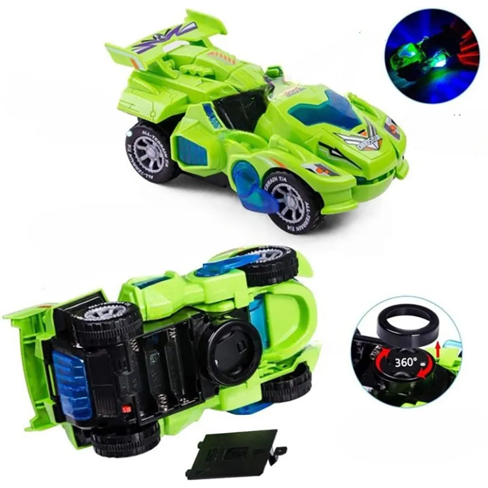 2 IN 1 Automatic Transforming Dinosaur Toy Car with LED Light and Music- Battery Operated