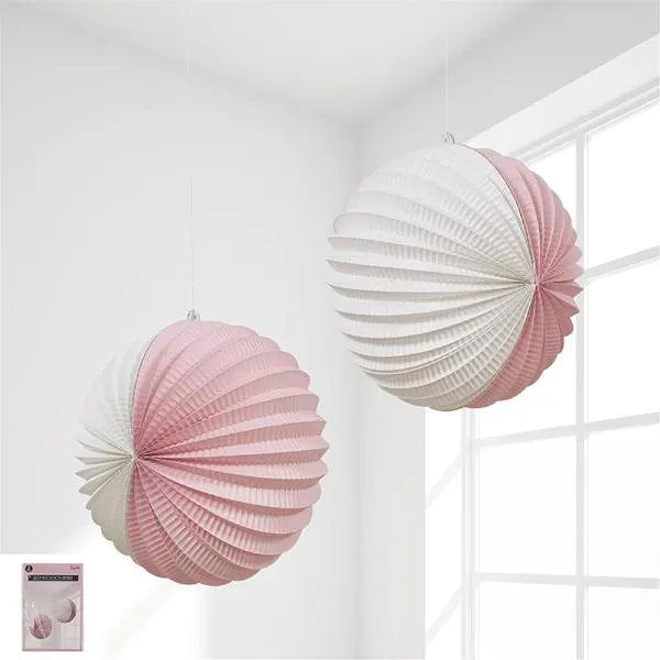 2 Pack Pink Accordion Lanterns - 25cm