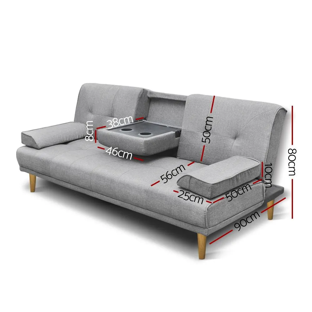 3 Seater Fabric Sofa Bed (Grey)