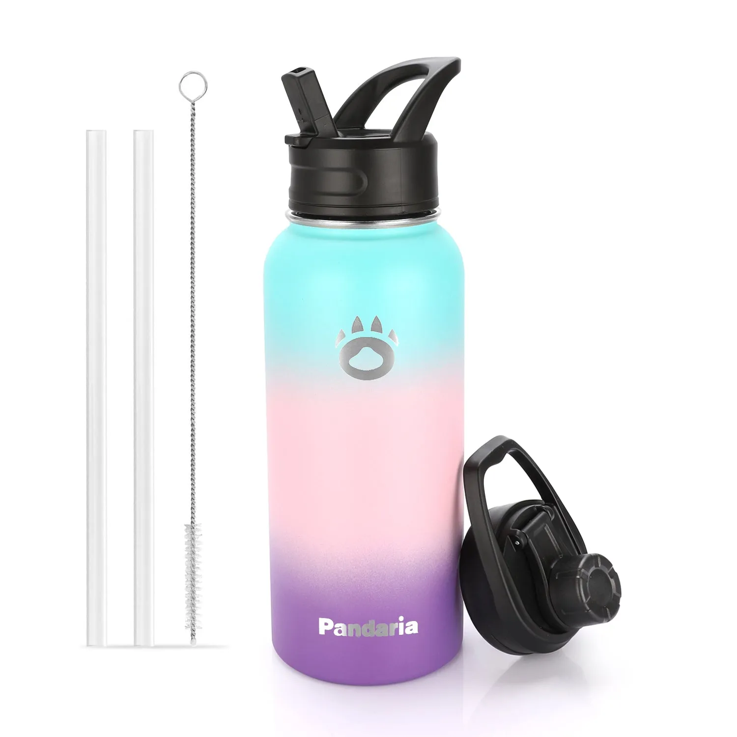 32oz Vacuum Insualed Water Bottle Stainless Steel Sports Canteen with Lids and Straws, Fancy Sky