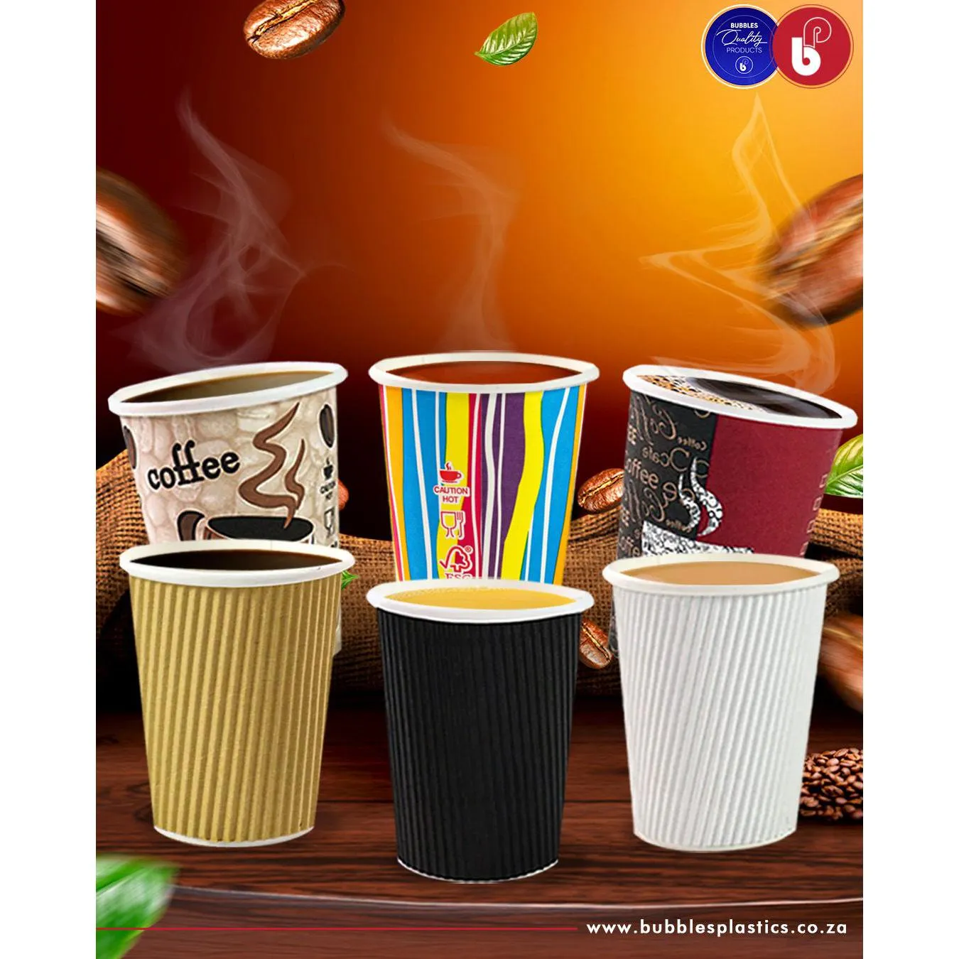 350ml Paper Coffee Cups Single Wall Plain 5pack