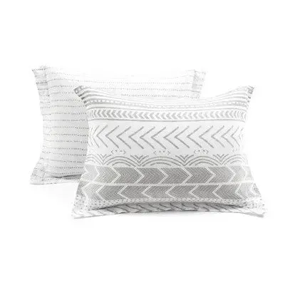 3pc King Hygge Geo Duvet & Sham Set Gray/White - Lush Décor