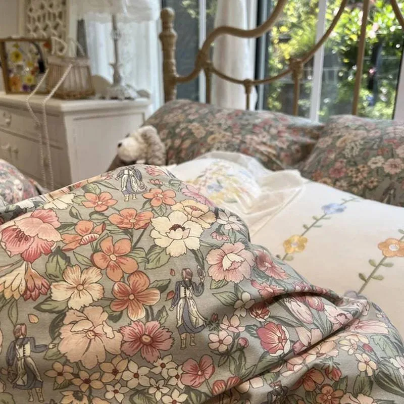 4-pieces Vintage Floral Countryside Bedding Set,D005