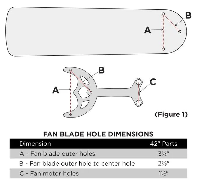 42-Inch Replacement Fan Blade Arm Set, White Finish