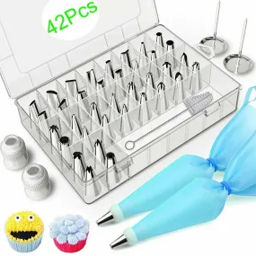 42Pcs Icing, Piping Nozzles, Pastry Tips, Cake, Sugar craft, Decorating Tools Set