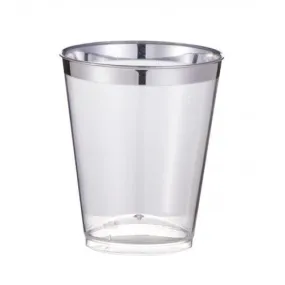 50pk Deluxe Metallic Silver Trimmed Plastic Shot Glass