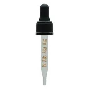 60ml Amber glass tincture dropping bottle with graduation - BLACK CAP ONLY