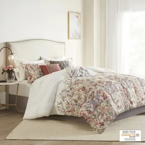 7 Piece Cotton Water Color Print Comforter Set