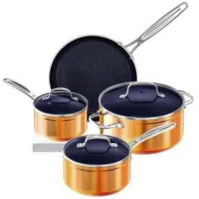 7pc Cookware Set Healthy Duralon Blue Ceramic Nonstick Coated, Diamond Infused Scratch-Resistant