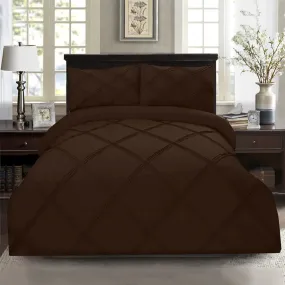 8 Pcs 3 Row Cross Pleated Duvet Set - Brown