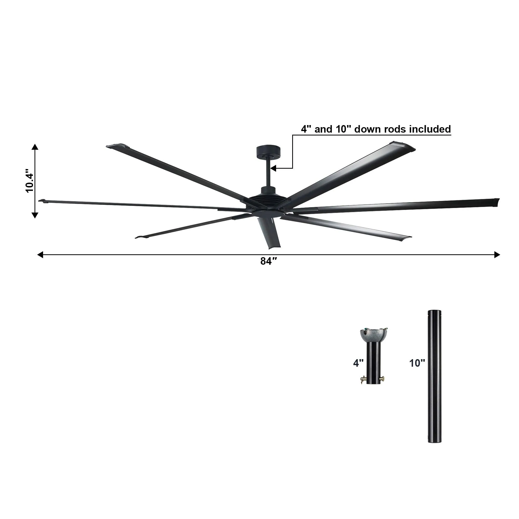 84 Inch 100 Inch Extra Large Ceiling Fan with Remote Control