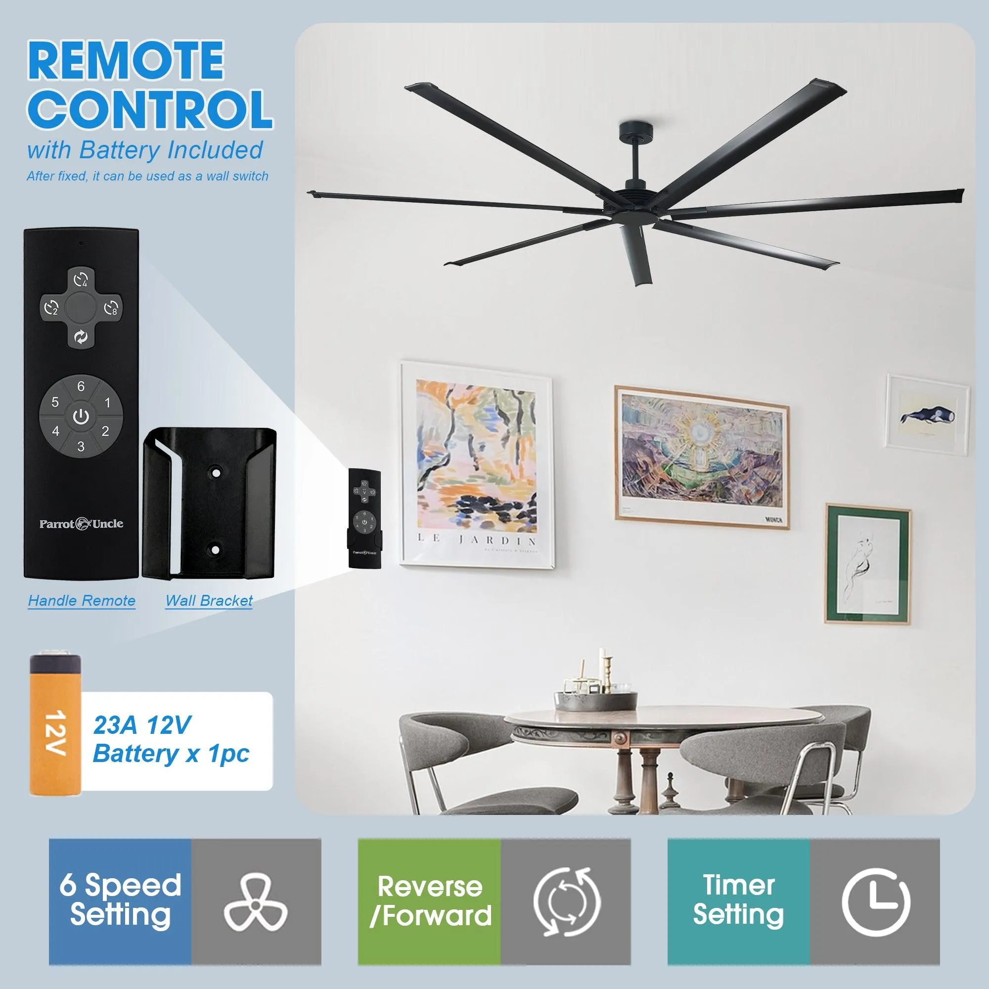 84 Inch 100 Inch Extra Large Ceiling Fan with Remote Control