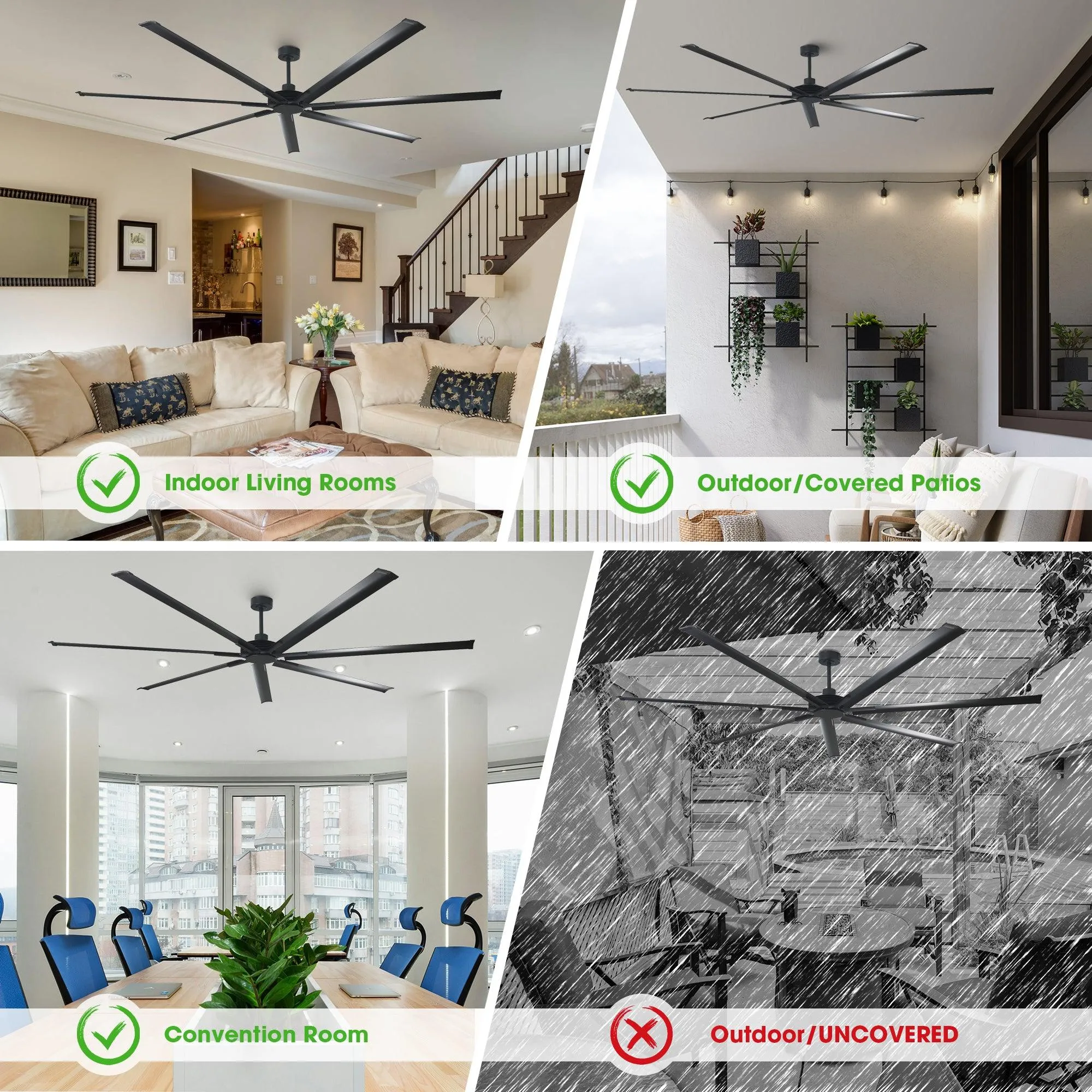 84 Inch 100 Inch Extra Large Ceiling Fan with Remote Control