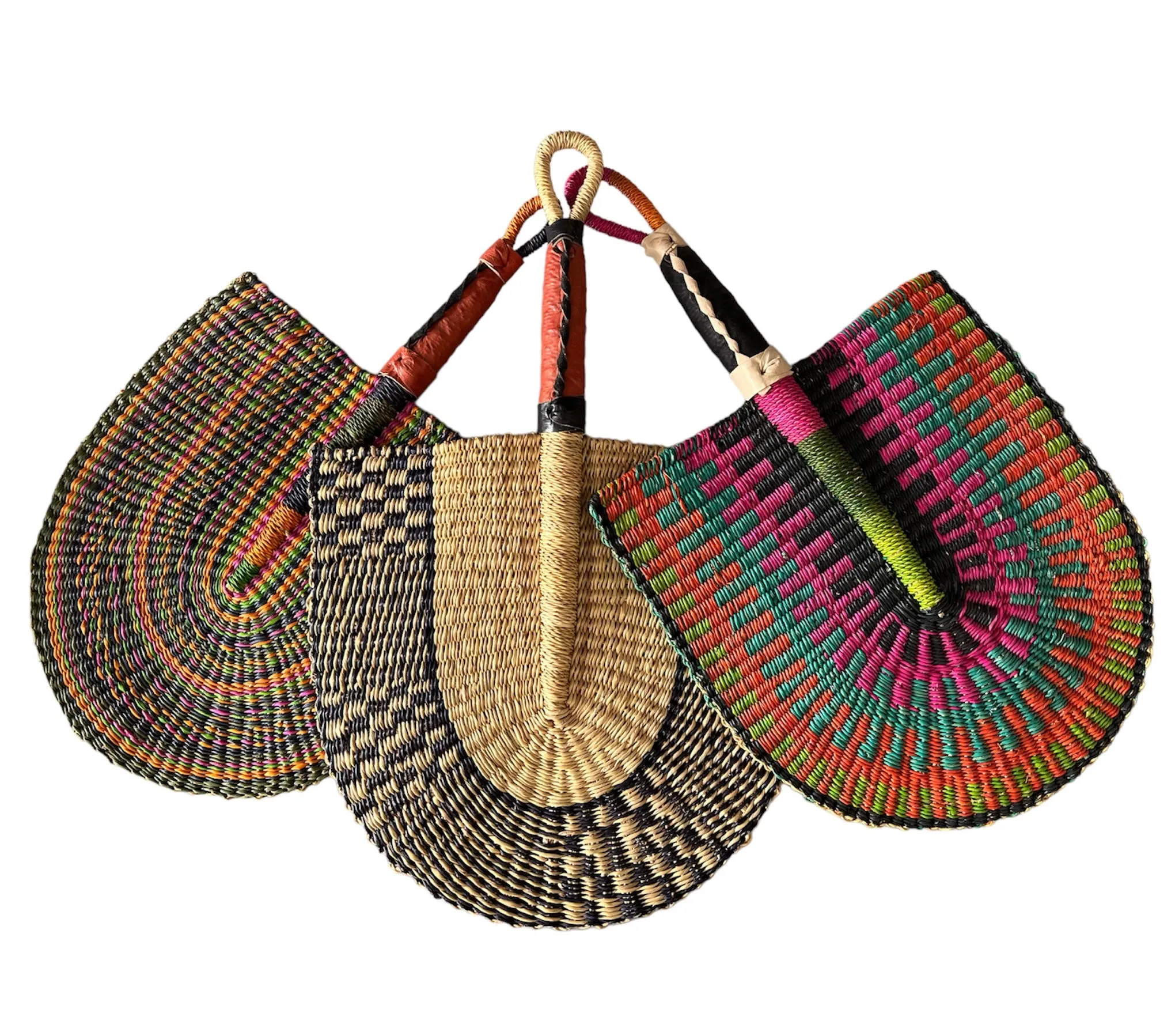 African Hand Woven Fans -- Set of 12