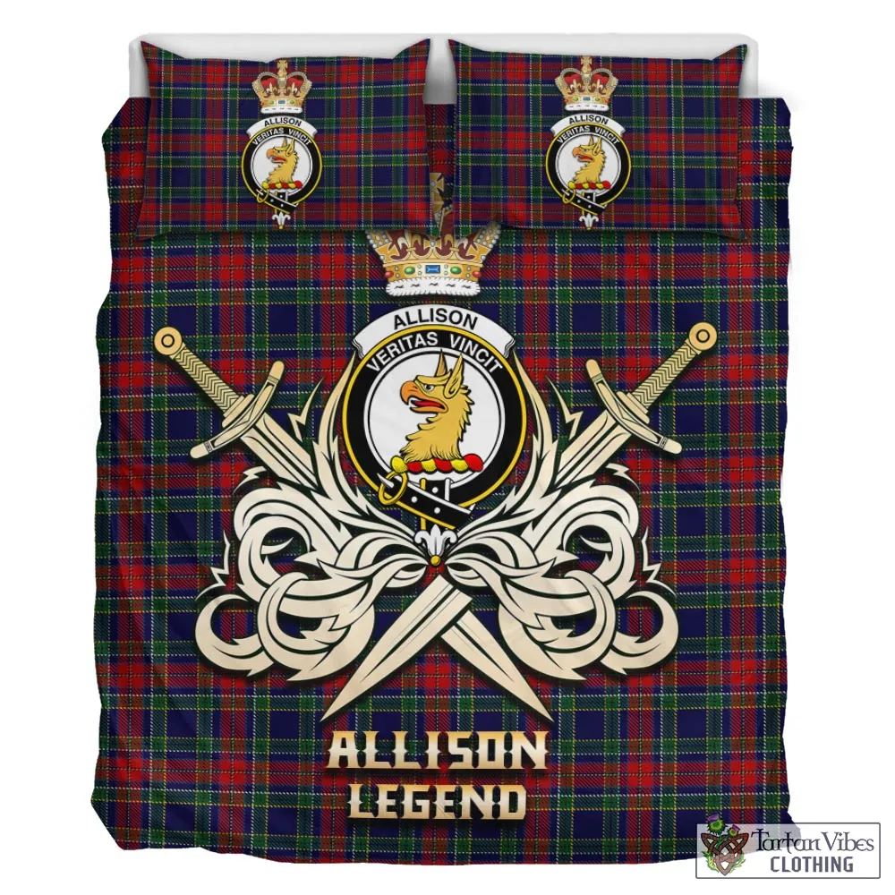 Allison Red Tartan Bedding Set with Clan Crest and the Golden Sword of Courageous Legacy