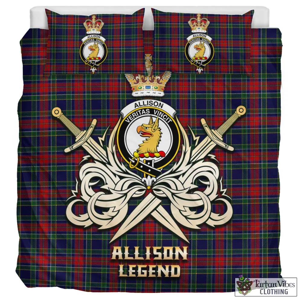 Allison Red Tartan Bedding Set with Clan Crest and the Golden Sword of Courageous Legacy