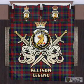 Allison Red Tartan Bedding Set with Clan Crest and the Golden Sword of Courageous Legacy