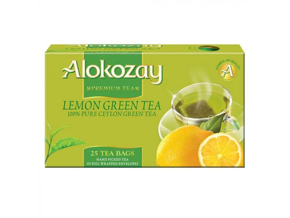 Alokozay Lemon Green Tea - 25 Tea Bags in Foil Wrapped