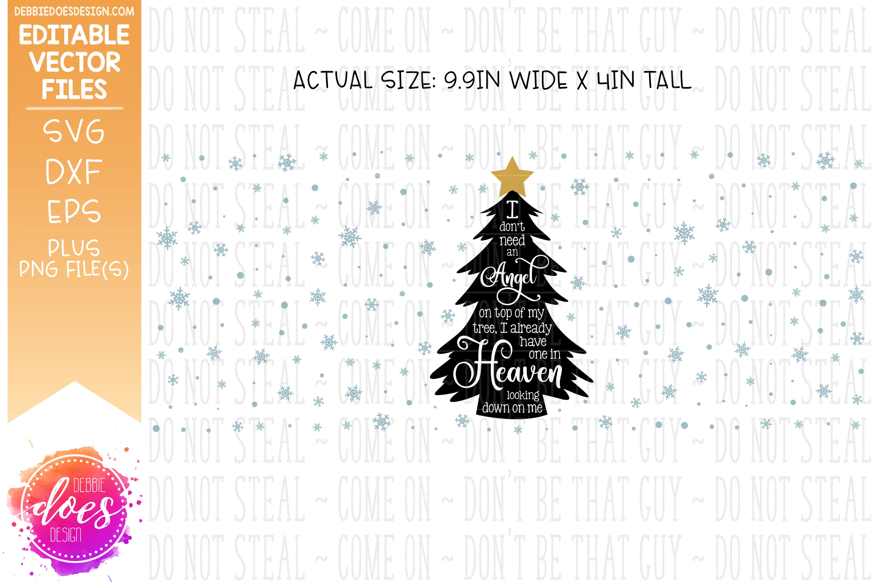 Angel on Tree - Lantern Wrap - Editable Vector Design