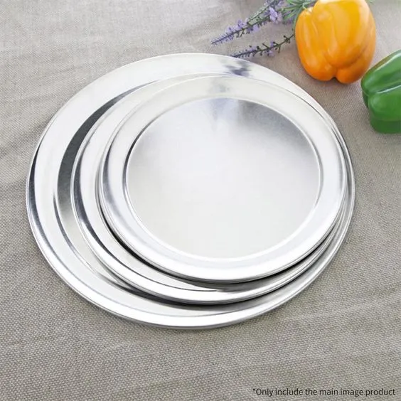 Anygleam 13 Inches Pizza Tray Aluminum Round Rimmed Non stick Metallic Dish Cake Baking Pan for Kitchen