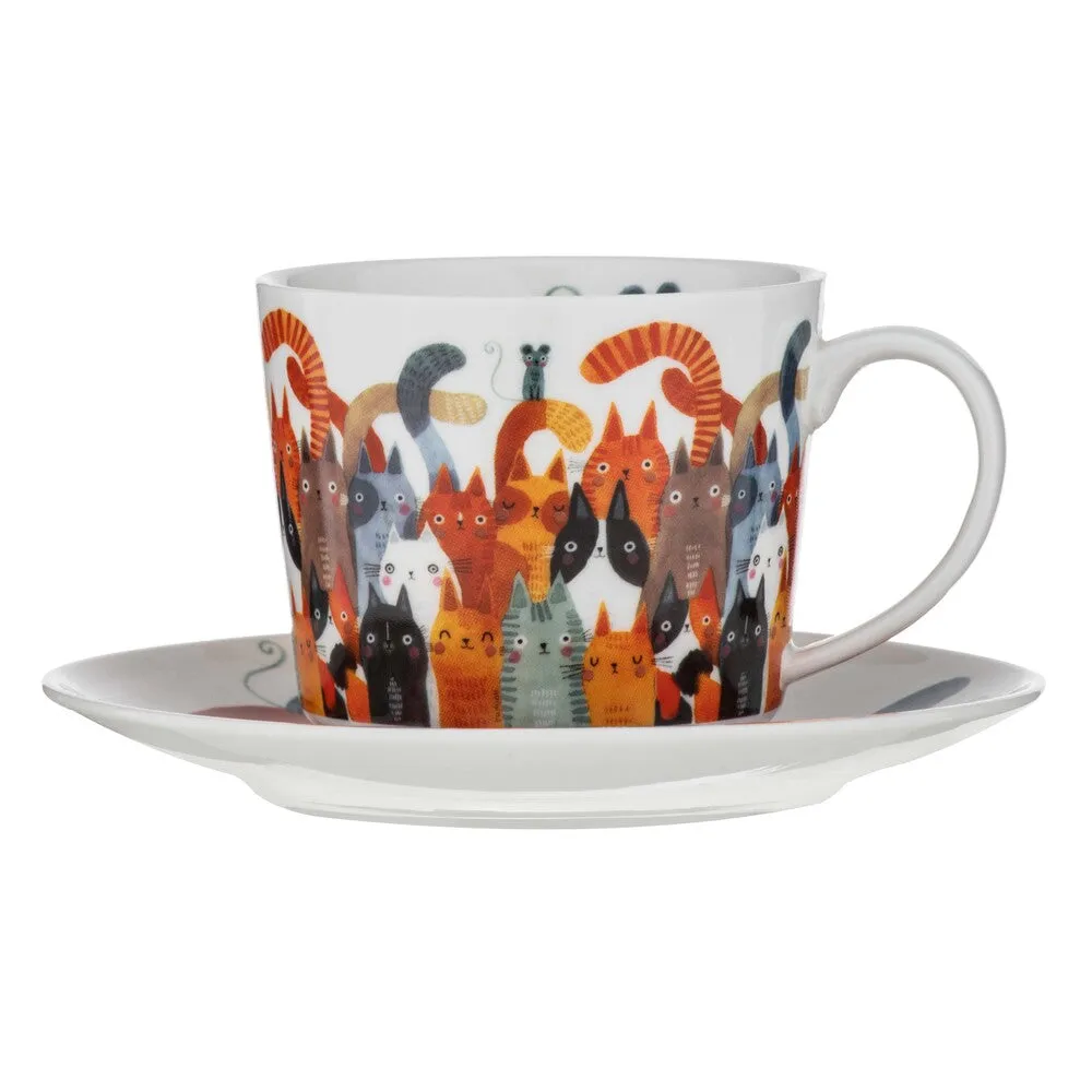 Ashdene Quirky Cats Cup & Saucer 280ml