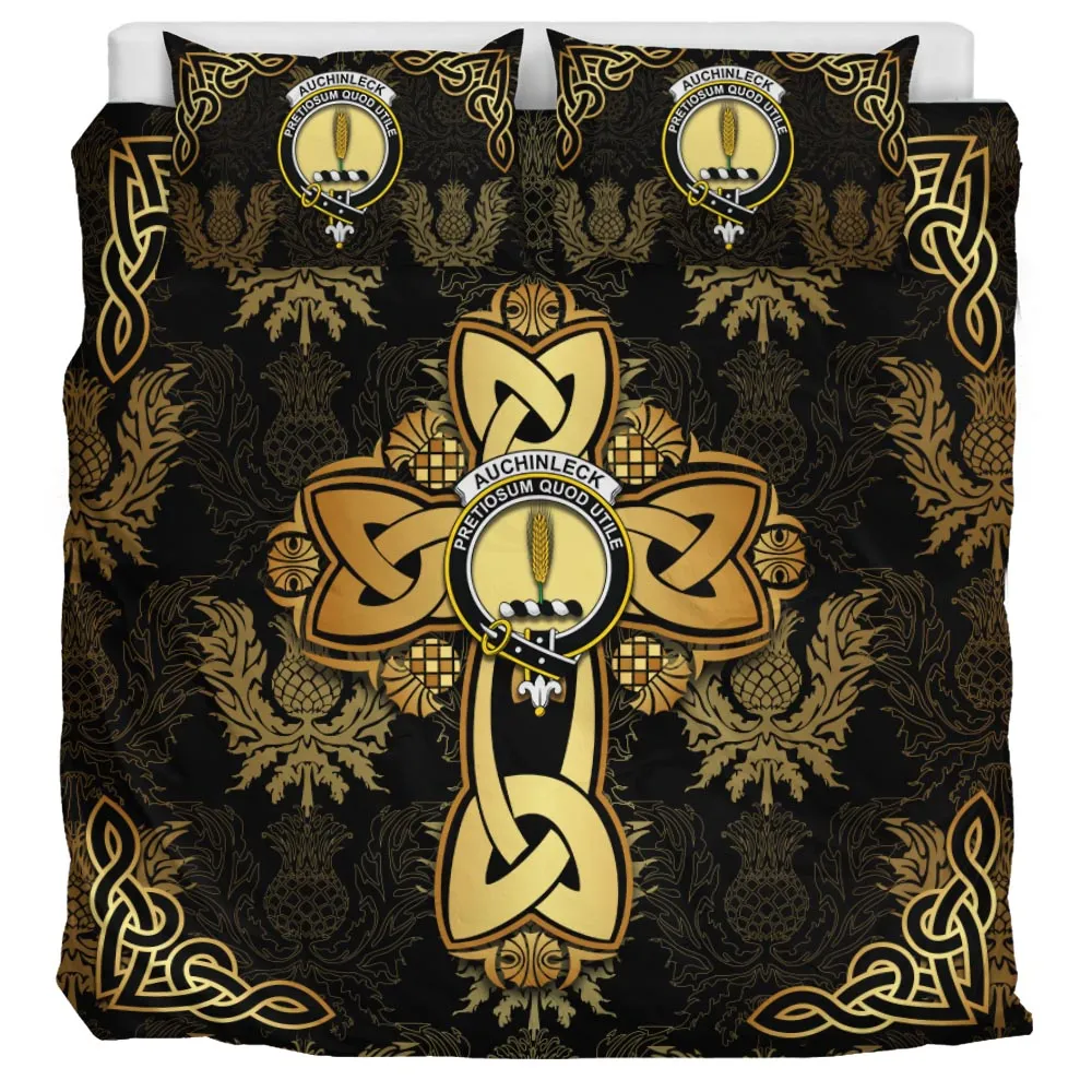 Auchinleck (Affleck) Clan Bedding Sets Gold Thistle Celtic Style