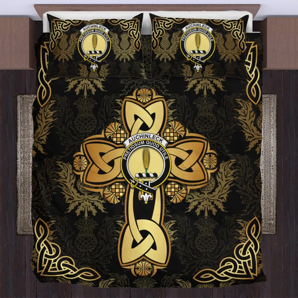 Auchinleck (Affleck) Clan Bedding Sets Gold Thistle Celtic Style