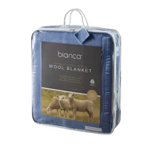 Australian Wool Blanket 480gsm Steel Blue by bianca