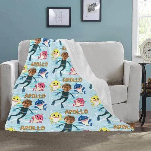 Baby Shark Blanket - Personalized with photo and name