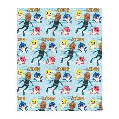 Baby Shark Blanket - Personalized with photo and name