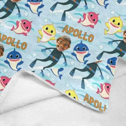 Baby Shark Blanket - Personalized with photo and name