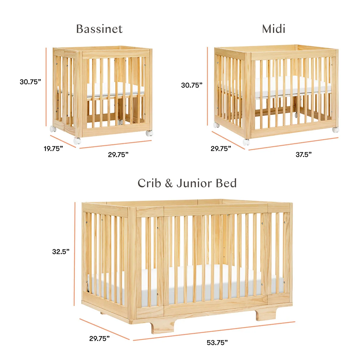 Babyletto Yuzu 8-in-1 Convertible Crib with All-Stages Conversion Kit - Natural