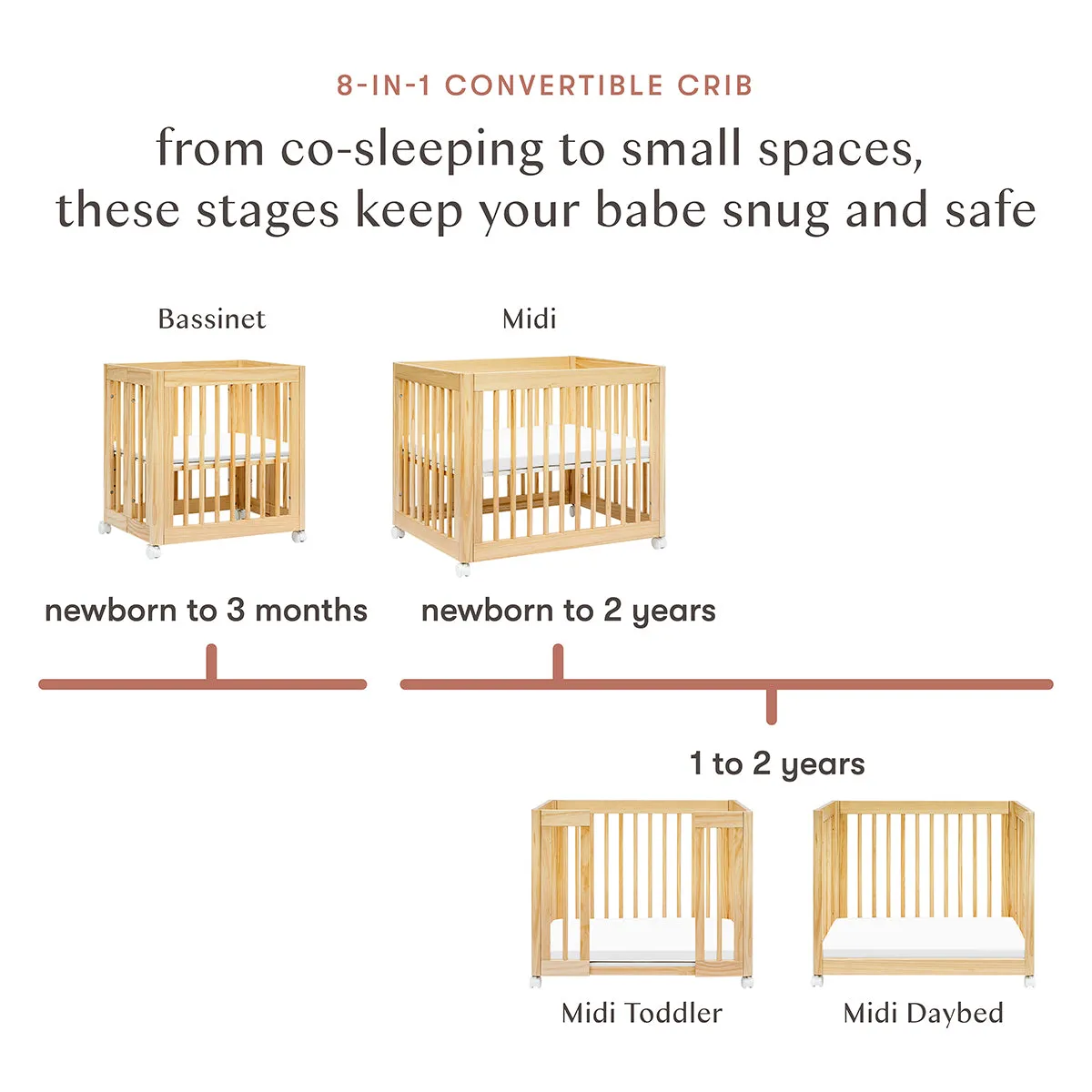 Babyletto Yuzu 8-in-1 Convertible Crib with All-Stages Conversion Kit - Natural