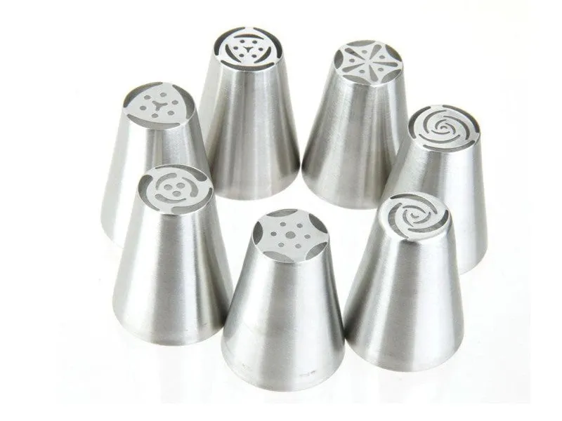 Baking 7PCS Stainless Steel Cake Decorating Icing Piping Nozzles Set