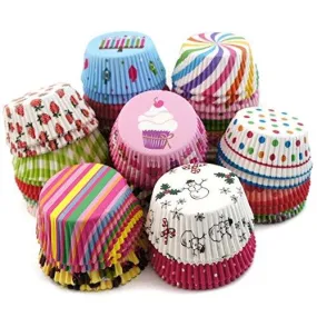 Baking Muffins High Quality Descent and Beautiful Design Round Cup Cake Paper Liner Greaseproof Microvave Or Oven Trey Safe (Multicolor)