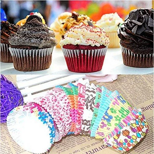 Baking Muffins High Quality Descent and Beautiful Design Round Cup Cake Paper Liner Greaseproof Microvave Or Oven Trey Safe (Multicolor)