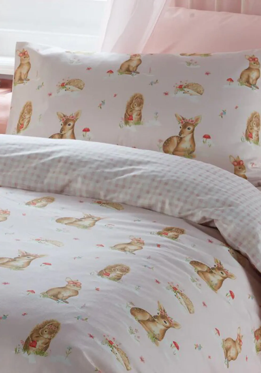 Bedlam Woodland Friends Duvet Cover Set, Pink