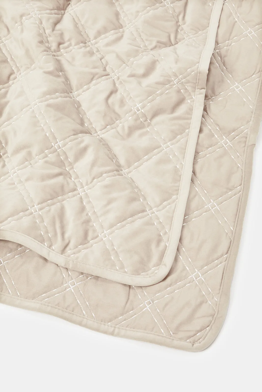 Beige Velvet 2-Piece Quilt (Single Size)