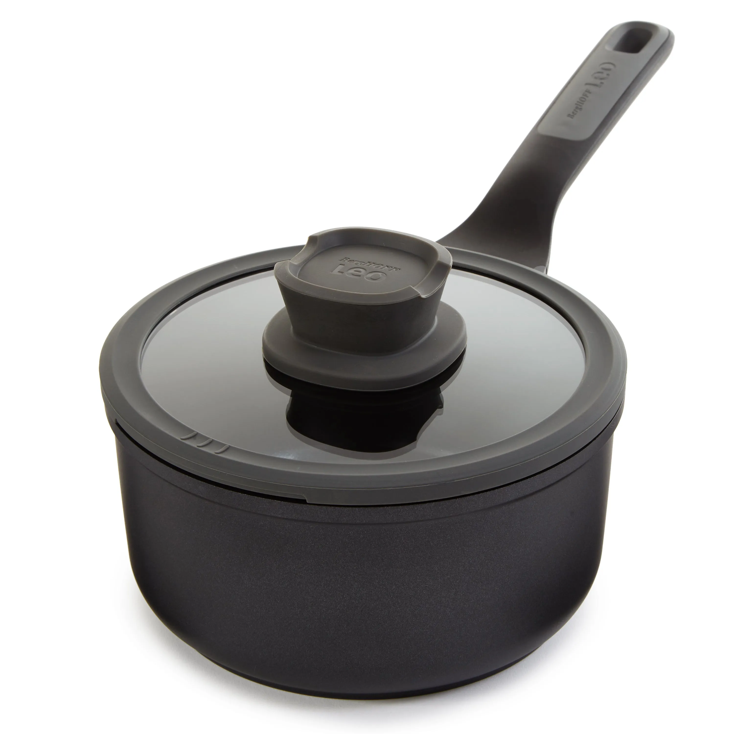 BergHOFF Leo Stone  Nonstick Ceramic 7" Sauce Pan with Lid Recycled, 2.1qt